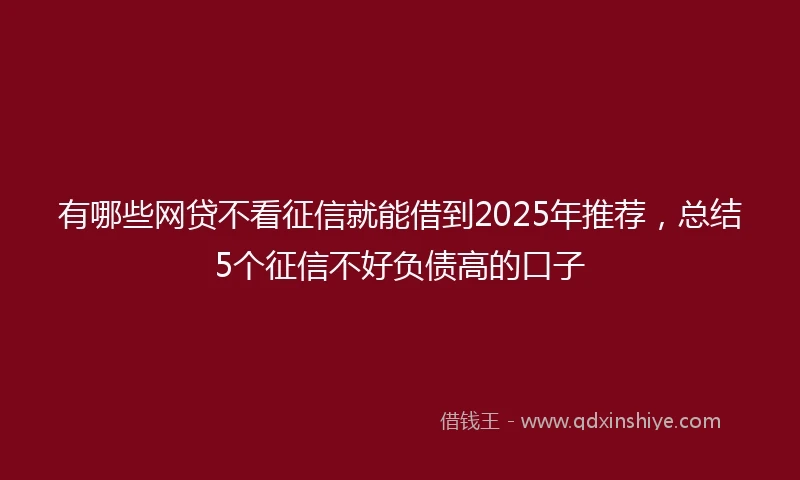 有哪些网贷不看征信就能借到2025年推荐,总结5个征信不好负债高的口子