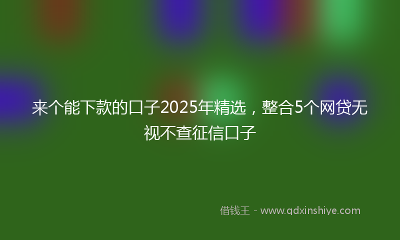 来个能下款的口子2025年精选，整合5个网贷无视不查征信口子