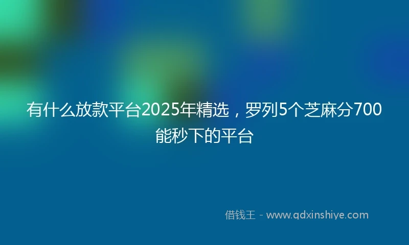 有什么放款平台2025年精选，罗列5个芝麻分700能秒下的平台