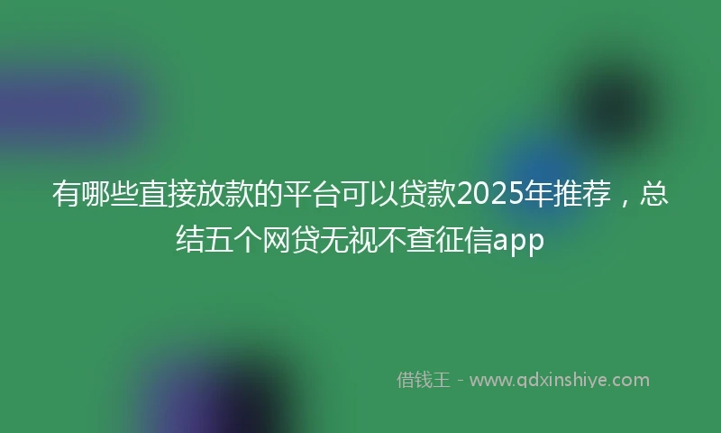 有哪些直接放款的平台可以贷款2025年推荐，总结五个网贷无视不查征信app