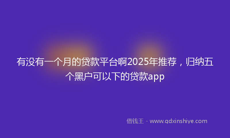 有没有一个月的贷款平台啊2025年推荐，归纳五个黑户可以下的贷款app