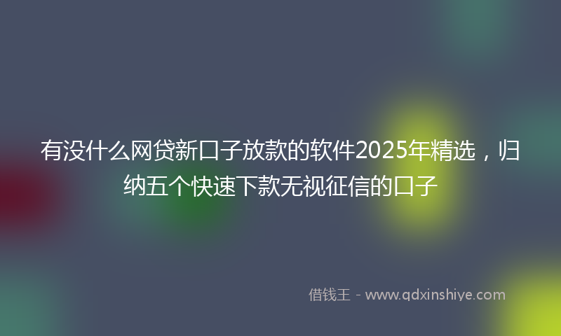 有没什么网贷新口子放款的软件2025年精选，归纳五个快速下款无视征信的口子