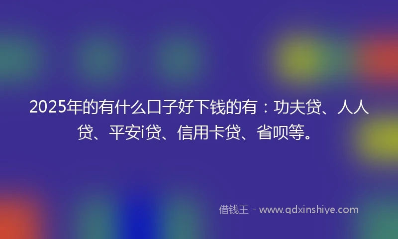 2025年的有什么口子好下钱的有：功夫贷、人人贷、平安i贷、信用卡贷、省呗等。