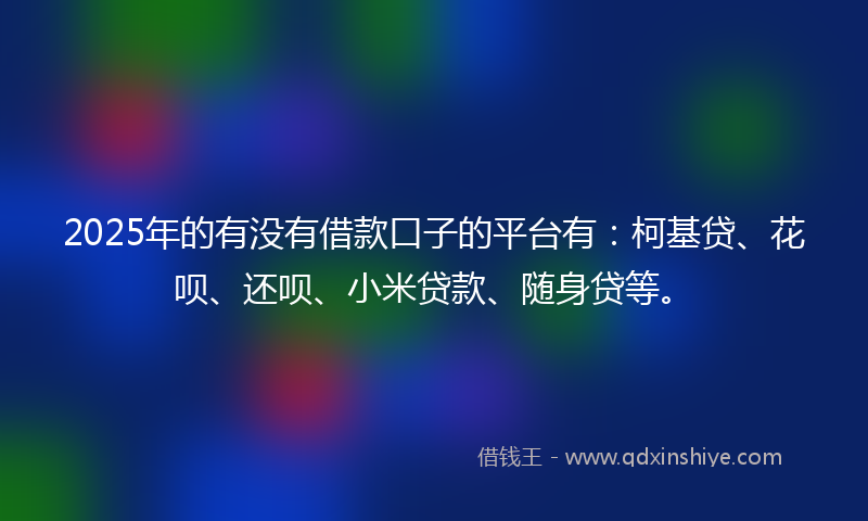 2025年的有没有借款口子的平台有：柯基贷、花呗、还呗、小米贷款、随身贷等。