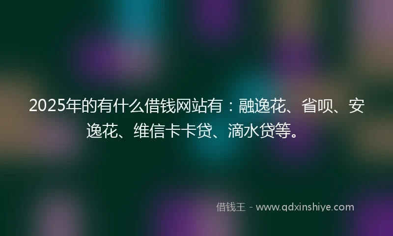 2025年的有什么借钱网站有：融逸花、省呗、安逸花、维信卡卡贷、滴水贷等。