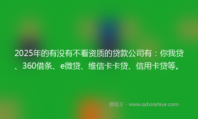 2025年的有没有不看资质的贷款公司有：你我贷、360借条、e微贷、维信卡卡贷、信用卡贷等。