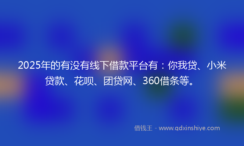 2025年的有没有线下借款平台有：你我贷、小米贷款、花呗、团贷网、360借条等。