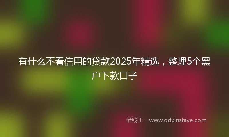 有什么不看信用的贷款2025年精选，整理5个黑户下款口子
