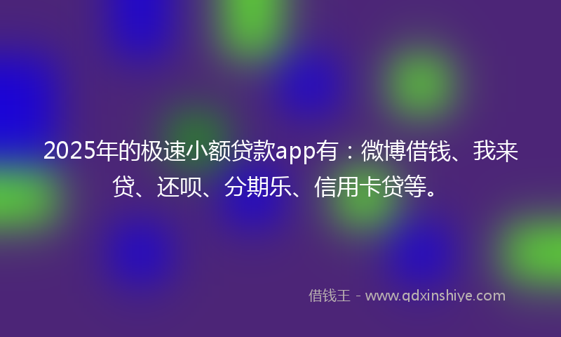 2025年的极速小额贷款app有：微博借钱、我来贷、还呗、分期乐、信用卡贷等。