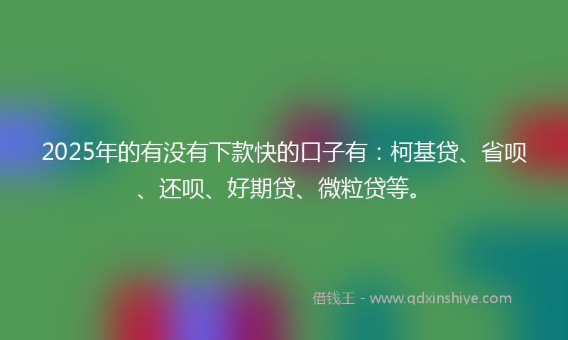2025年的有没有下款快的口子有：柯基贷、省呗、还呗、好期贷、微粒贷等。