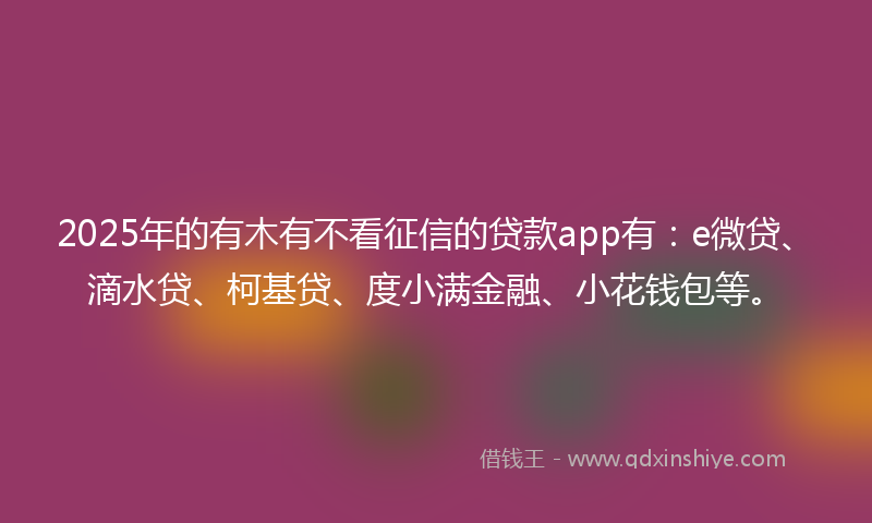 2025年的有木有不看征信的贷款app有：e微贷、滴水贷、柯基贷、度小满金融、小花钱包等。