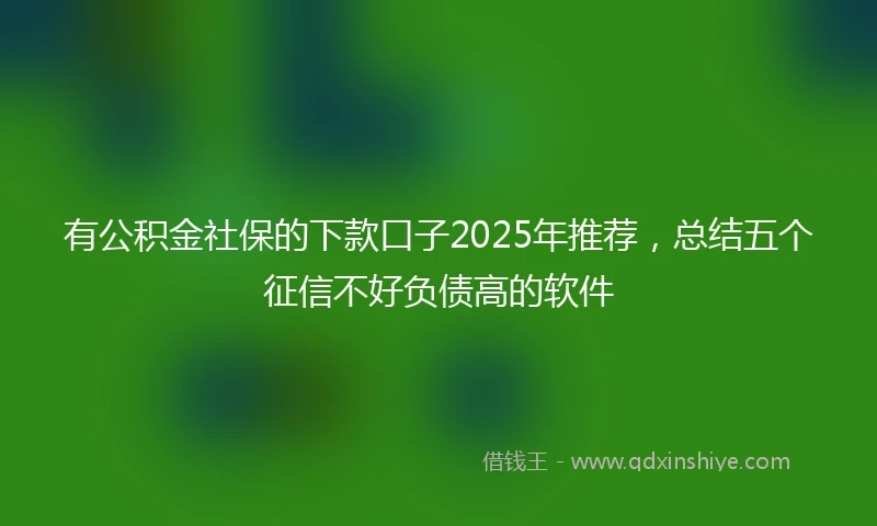 有公积金社保的下款口子2025年推荐，总结五个征信不好负债高的软件