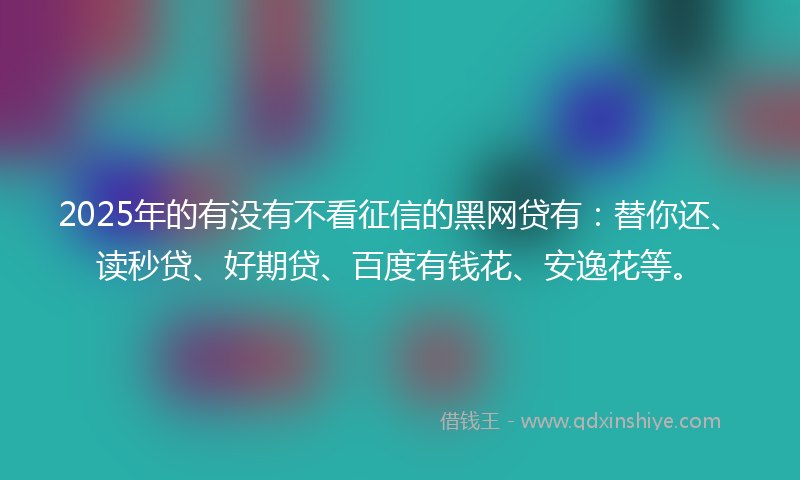 2025年的有没有不看征信的黑网贷有：替你还、读秒贷、好期贷、百度有钱花、安逸花等。