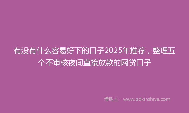 有没有什么容易好下的口子2025年推荐，整理五个不审核夜间直接放款的网贷口子