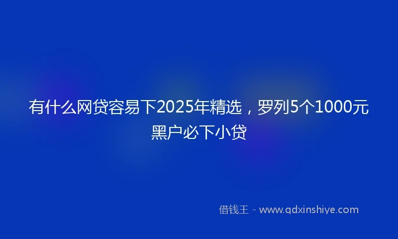 有什么网贷容易下2025年精选，罗列5个1000元黑户必下小贷