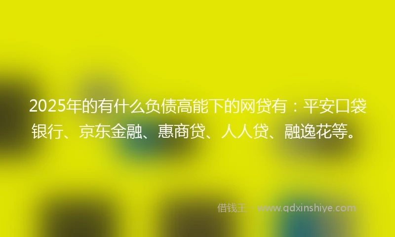 2025年的有什么负债高能下的网贷有：平安口袋银行、京东金融、惠商贷、人人贷、融逸花等。