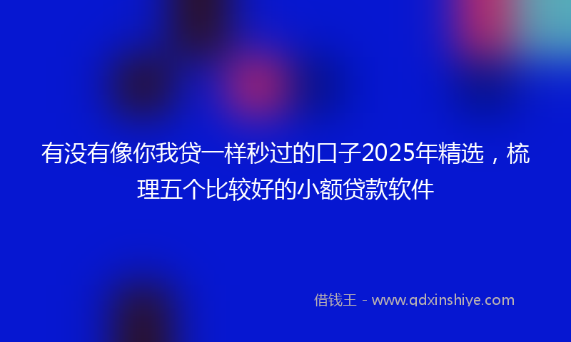 有没有像你我贷一样秒过的口子2025年精选，梳理五个比较好的小额贷款软件