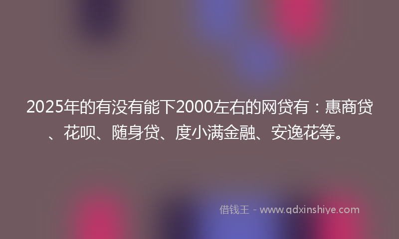 2025年的有没有能下2000左右的网贷有：惠商贷、花呗、随身贷、度小满金融、安逸花等。