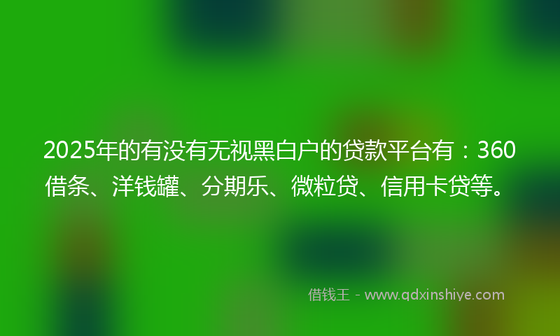 2025年的有没有无视黑白户的贷款平台有：360借条、洋钱罐、分期乐、微粒贷、信用卡贷等。