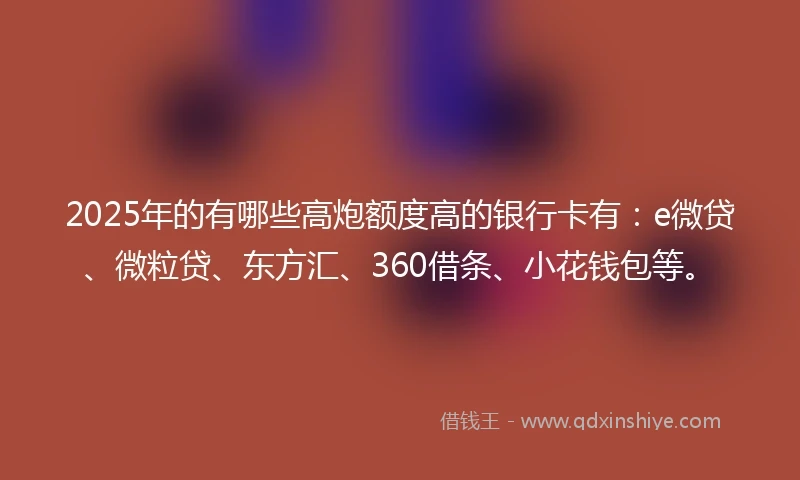2025年的有哪些高炮额度高的银行卡有：e微贷、微粒贷、东方汇、360借条、小花钱包等。