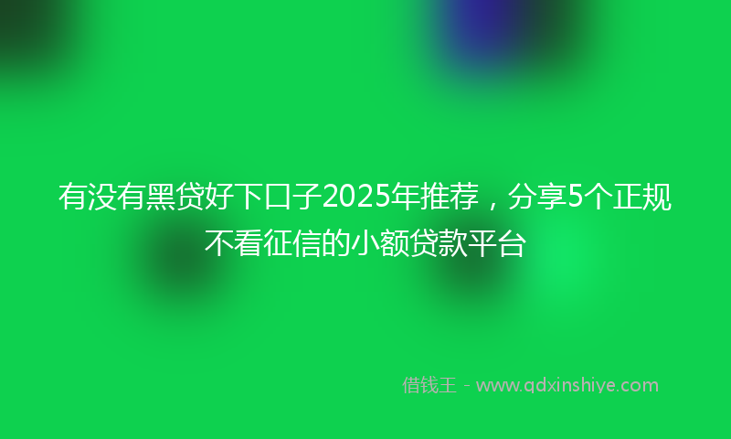 有没有黑贷好下口子2025年推荐，分享5个正规不看征信的小额贷款平台