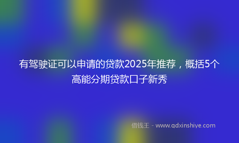 有驾驶证可以申请的贷款2025年推荐，概括5个高能分期贷款口子新秀