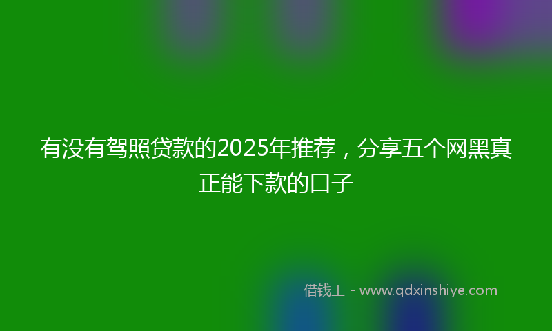 有没有驾照贷款的2025年推荐，分享五个网黑真正能下款的口子