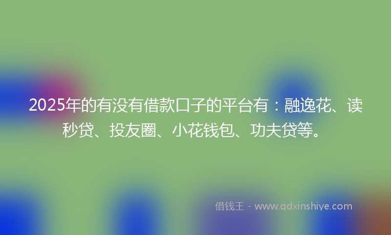 2025年的有没有借款口子的平台有：融逸花、读秒贷、投友圈、小花钱包、功夫贷等。