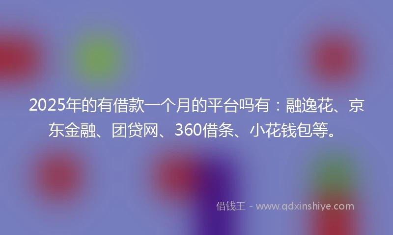 2025年的有借款一个月的平台吗有：融逸花、京东金融、团贷网、360借条、小花钱包等。