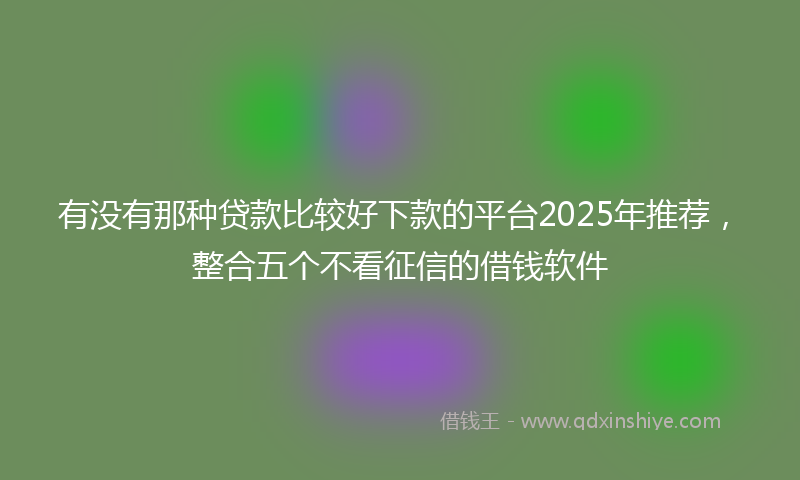 有没有那种贷款比较好下款的平台2025年推荐，整合五个不看征信的借钱软件