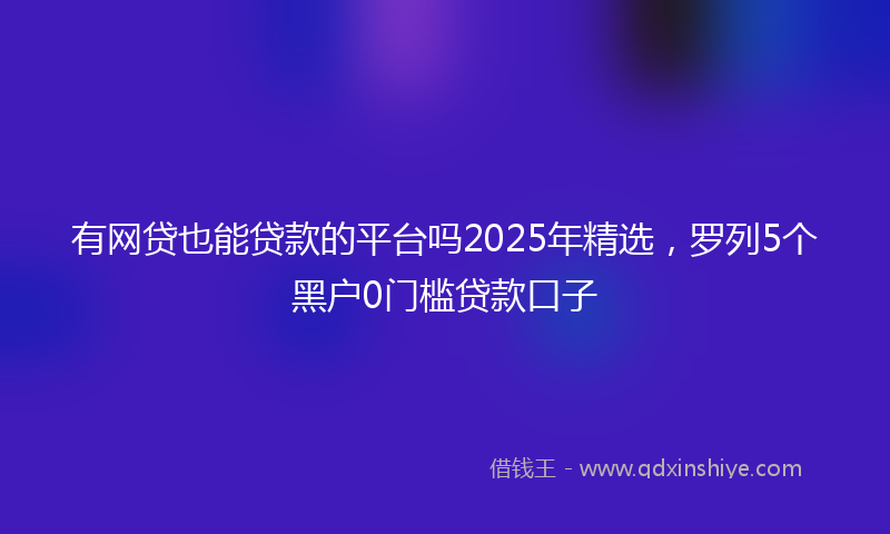 有网贷也能贷款的平台吗2025年精选，罗列5个黑户0门槛贷款口子
