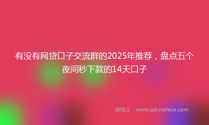 有没有网贷口子交流群的2025年推荐，盘点五个夜间秒下款的14天口子