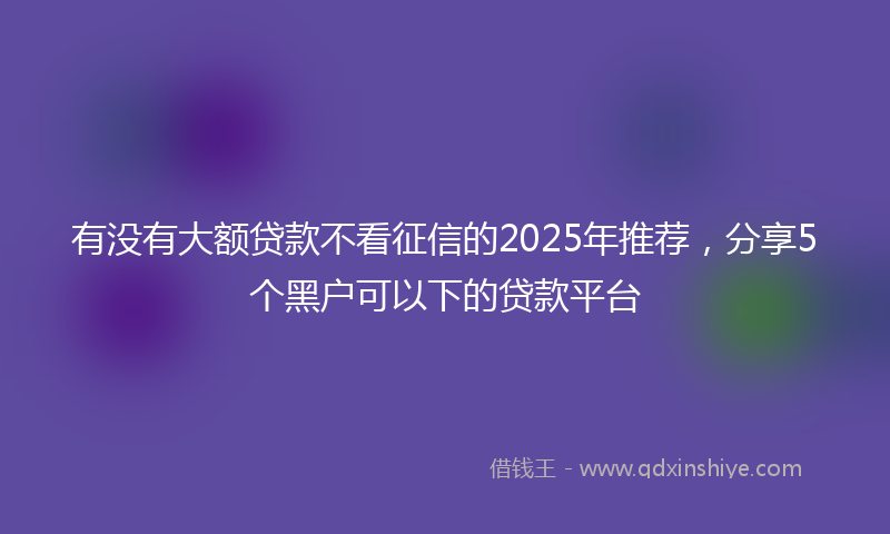 有没有大额贷款不看征信的2025年推荐，分享5个黑户可以下的贷款平台
