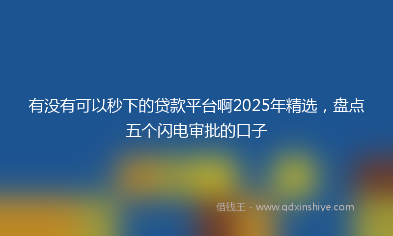 有没有可以秒下的贷款平台啊2025年精选，盘点五个闪电审批的口子