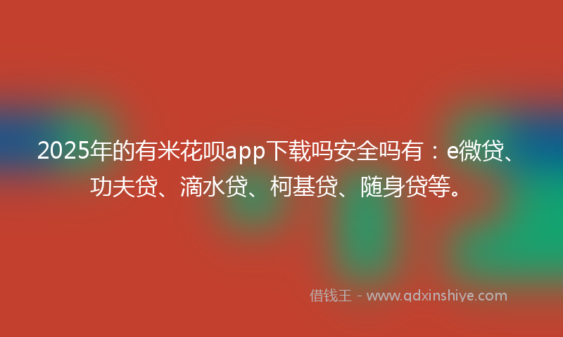 2025年的有米花呗app下载吗安全吗有：e微贷、功夫贷、滴水贷、柯基贷、随身贷等。
