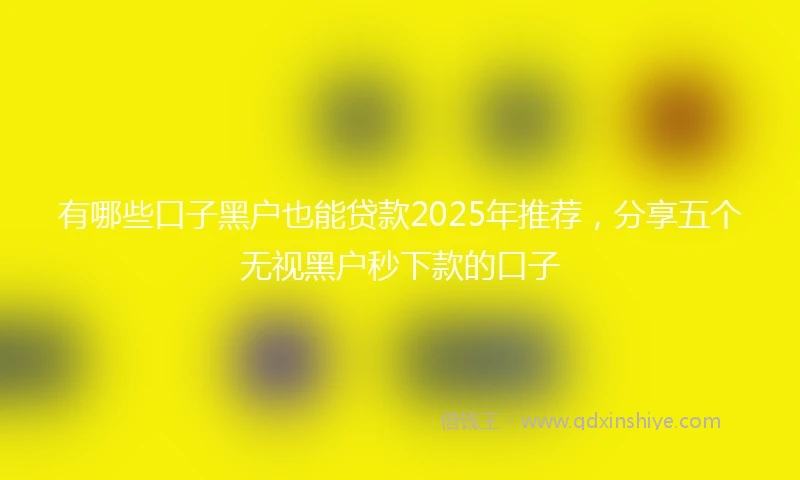 有哪些口子黑户也能贷款2025年推荐，分享五个无视黑户秒下款的口子