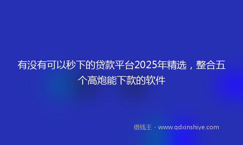 有没有可以秒下的贷款平台2025年精选,整合五个高炮能下款的软件