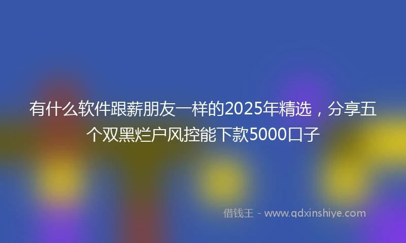 有什么软件跟薪朋友一样的2025年精选，分享五个双黑烂户风控能下款5000口子