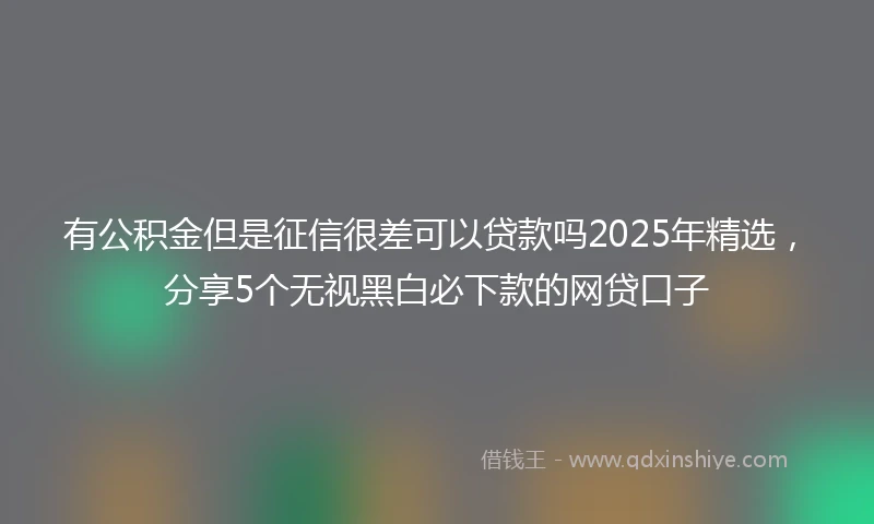 有公积金但是征信很差可以贷款吗2025年精选，分享5个无视黑白必下款的网贷口子
