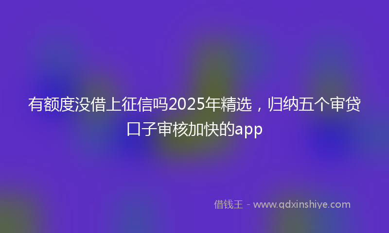 有额度没借上征信吗2025年精选，归纳五个审贷口子审核加快的app