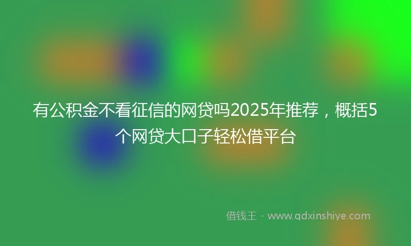 有公积金不看征信的网贷吗2025年推荐，概括5个网贷大口子轻松借平台