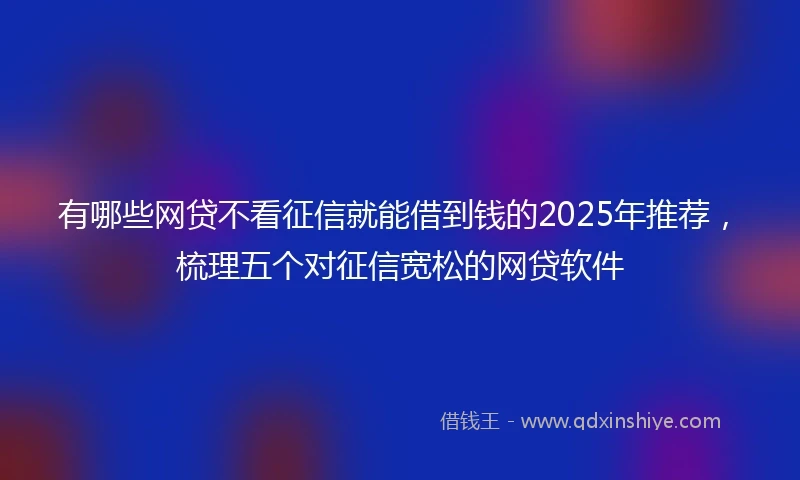 有哪些网贷不看征信就能借到钱的2025年推荐，梳理五个对征信宽松的网贷软件
