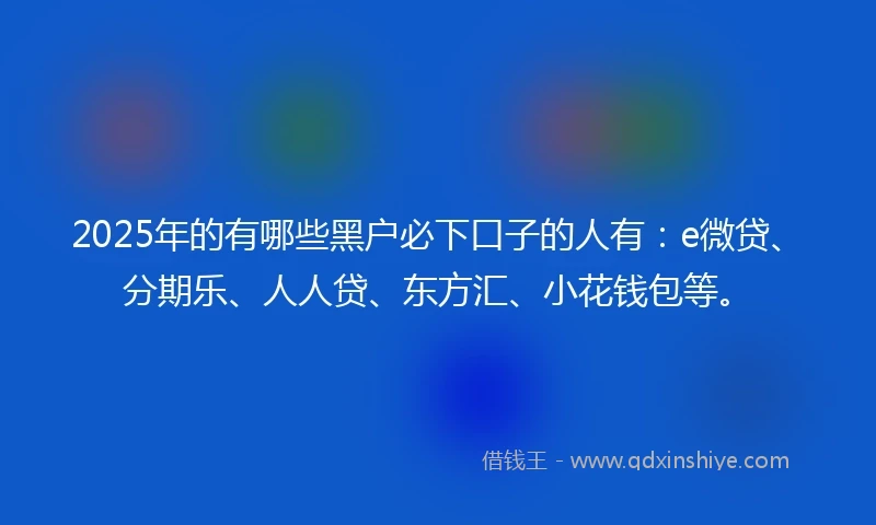 2025年的有哪些黑户必下口子的人有：e微贷、分期乐、人人贷、东方汇、小花钱包等。