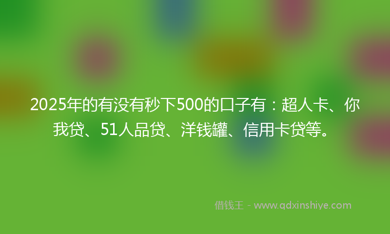 2025年的有没有秒下500的口子有：超人卡、你我贷、51人品贷、洋钱罐、信用卡贷等。