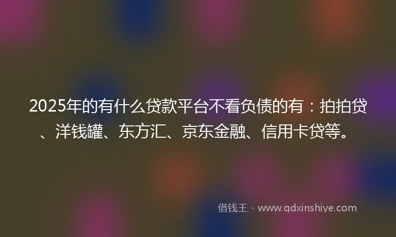 2025年的有什么贷款平台不看负债的有：拍拍贷、洋钱罐、东方汇、京东金融、信用卡贷等。