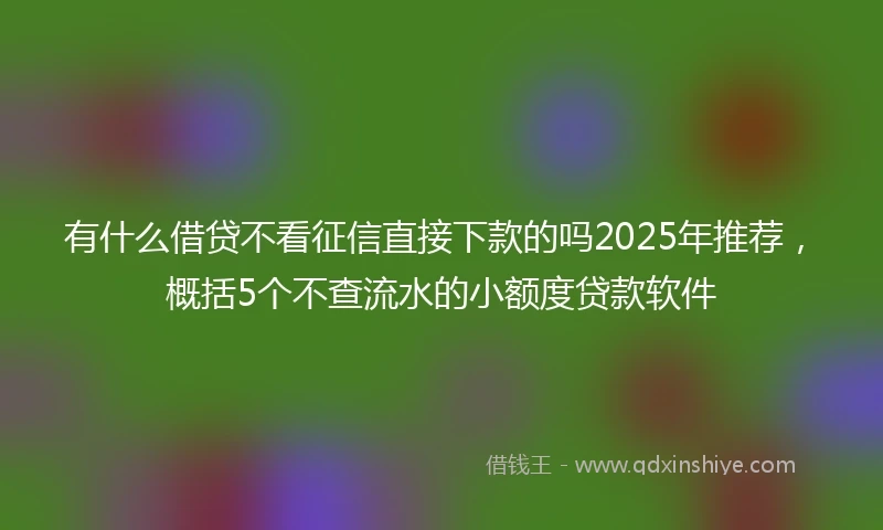 有什么借贷不看征信直接下款的吗2025年推荐，概括5个不查流水的小额度贷款软件