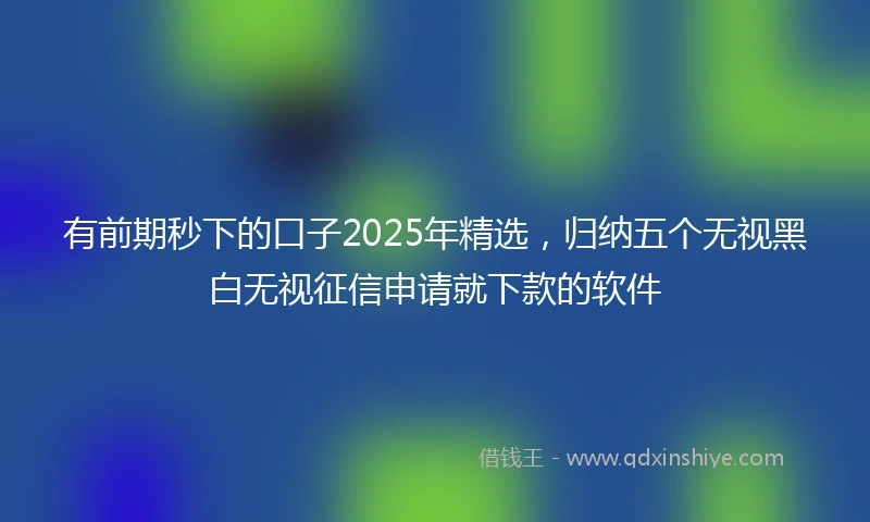 有前期秒下的口子2025年精选，归纳五个无视黑白无视征信申请就下款的软件