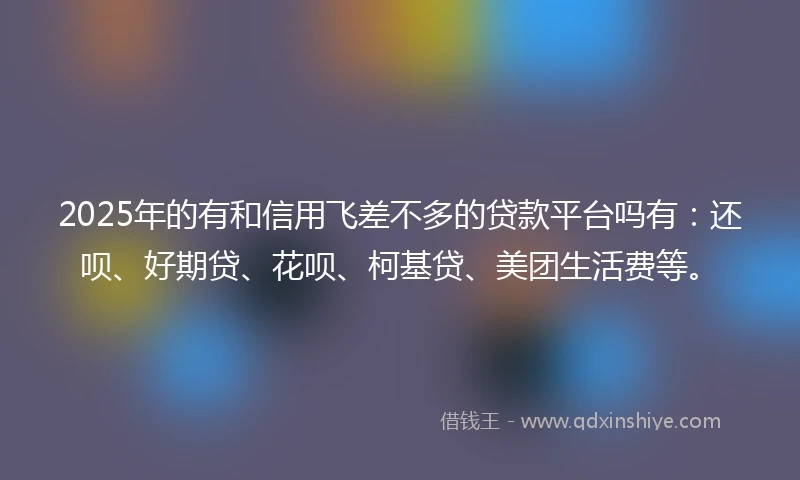 2025年的有和信用飞差不多的贷款平台吗有：还呗、好期贷、花呗、柯基贷、美团生活费等。