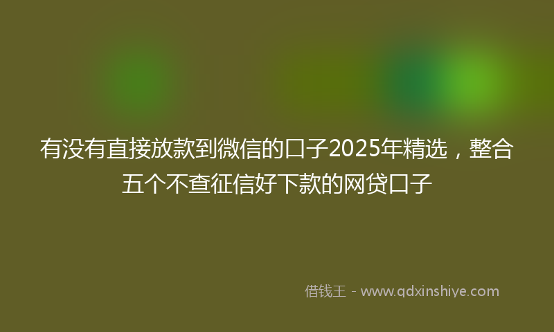 有没有直接放款到微信的口子2025年精选，整合五个不查征信好下款的网贷口子
