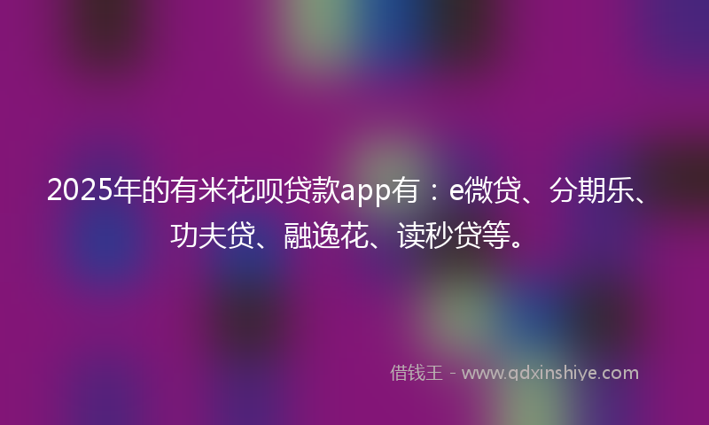 2025年的有米花呗贷款app有：e微贷、分期乐、功夫贷、融逸花、读秒贷等。